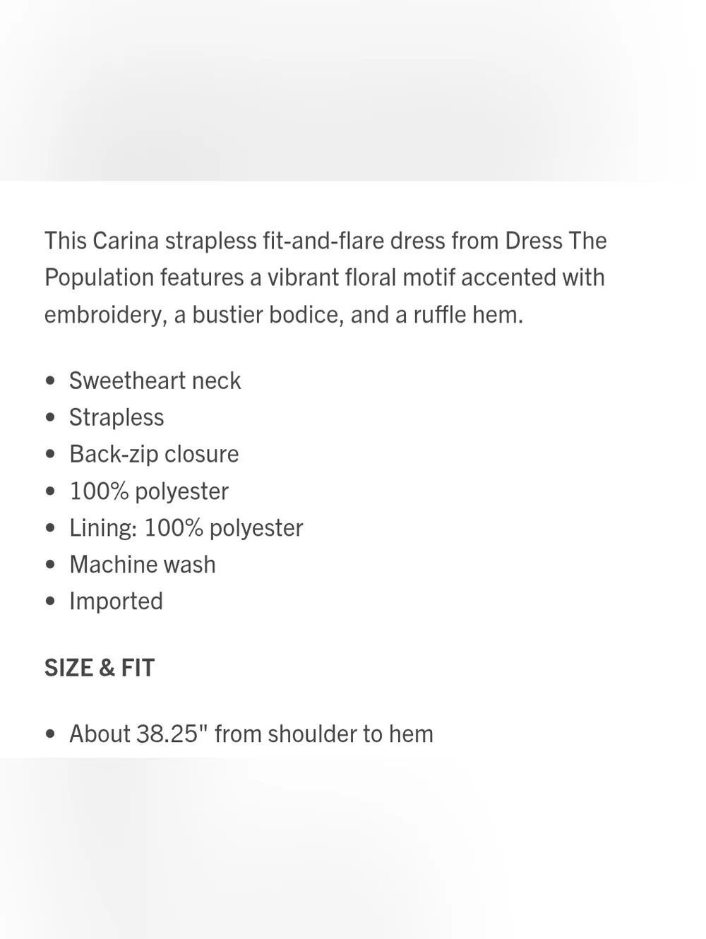 Dress the Population Carina Floral Embroidered Strapless Bustier Fit&Flare Dress - Picture 6 of 12